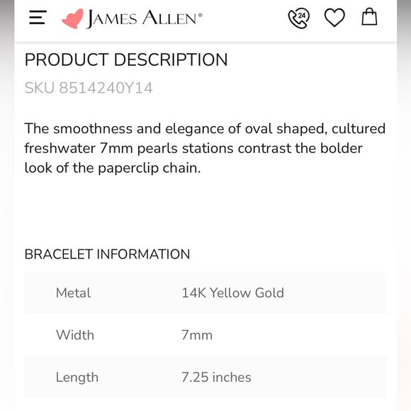 14k Yellow Gold Freshwater Cultured Pearl Station Paperclip Bracelet - Picture 9 of 10